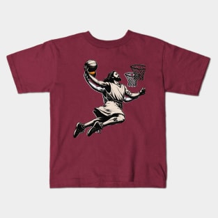 Funny Jesus Basketball Dunk Kids T-Shirt